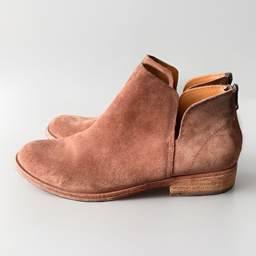 Kork-Ease Renny Booties Womens Size 8 Brown Suede Cutout Ankle Boots Back Zip